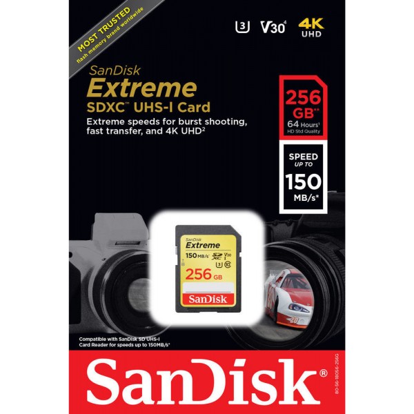Sandisk Exrteme SDXC 256GB Class 10 U3 V30